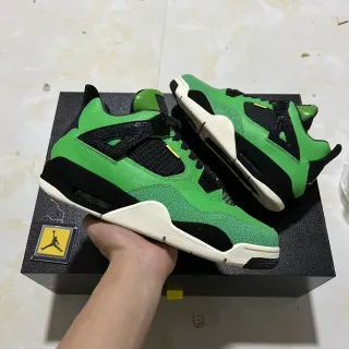 Air Jordan 4 Green Black Off-White Basketball Shoes
