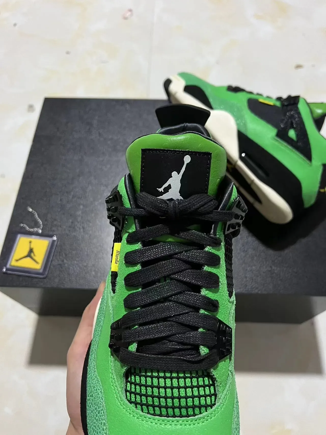 Air Jordan 4 Green Black Off-White Basketball Shoes 3