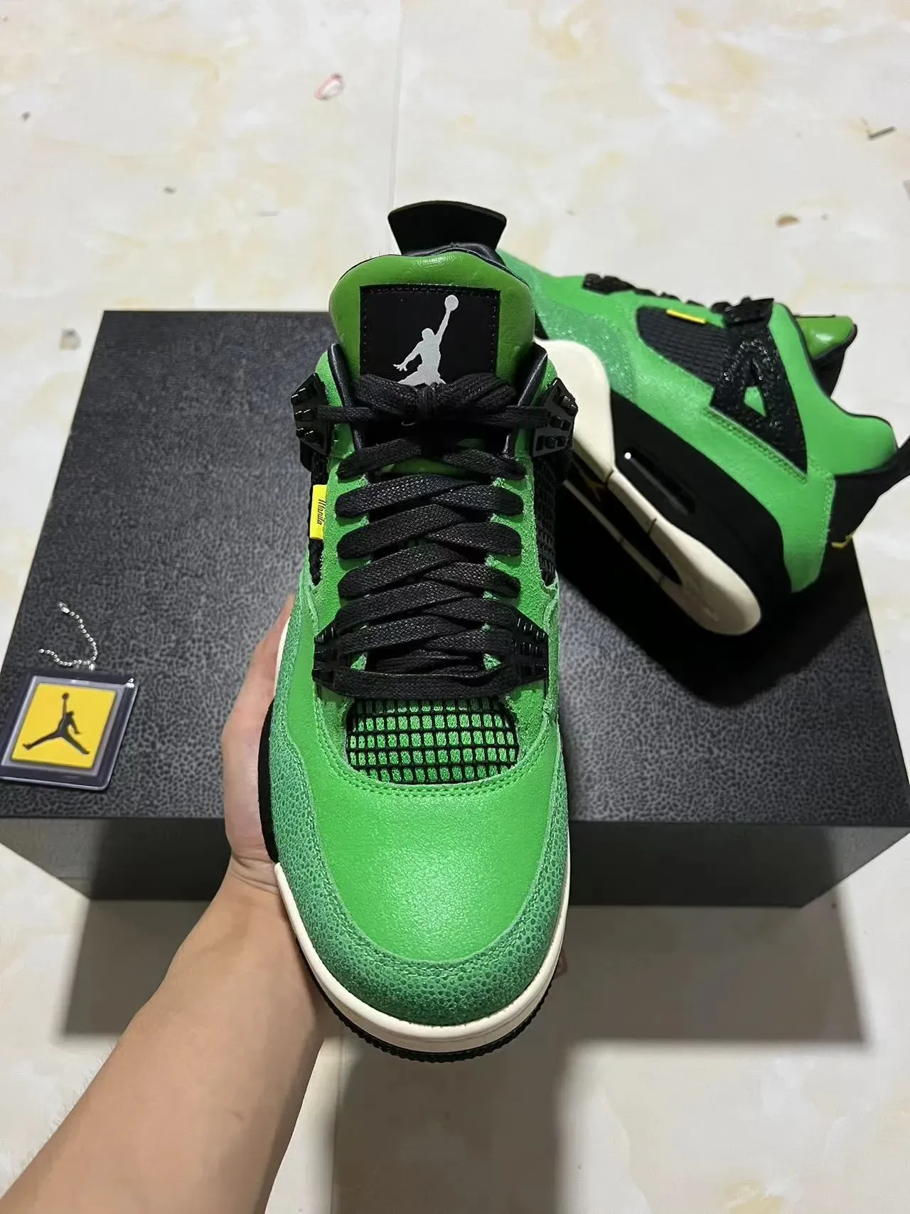 Air Jordan 4 Green Black Off-White Basketball Shoes 4