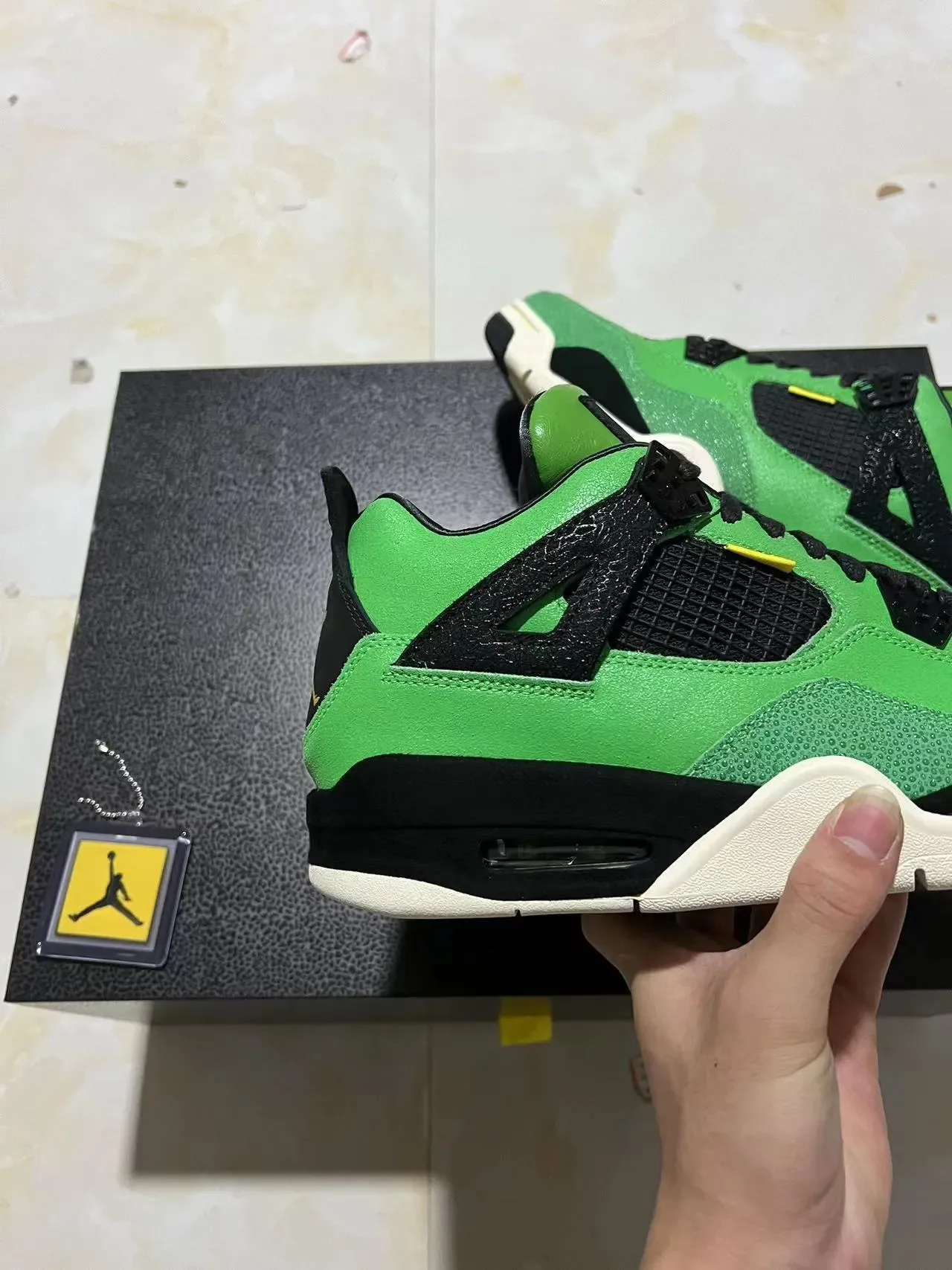 Air Jordan 4 Green Black Off-White Basketball Shoes 6