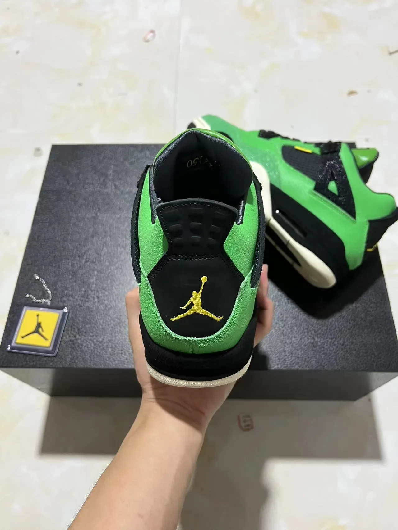 Air Jordan 4 Green Black Off-White Basketball Shoes 7