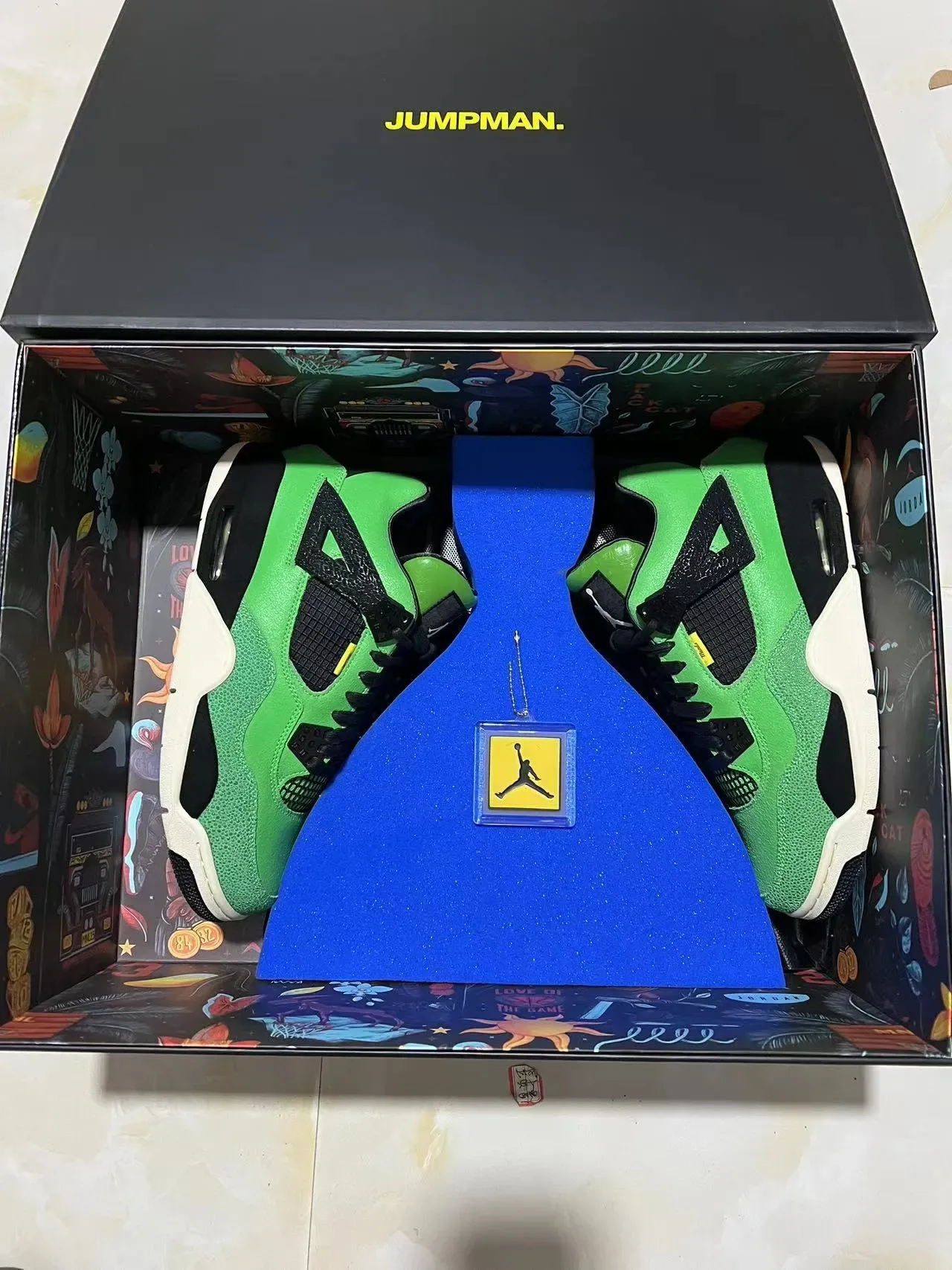 Air Jordan 4 Green Black Off-White Basketball Shoes 8