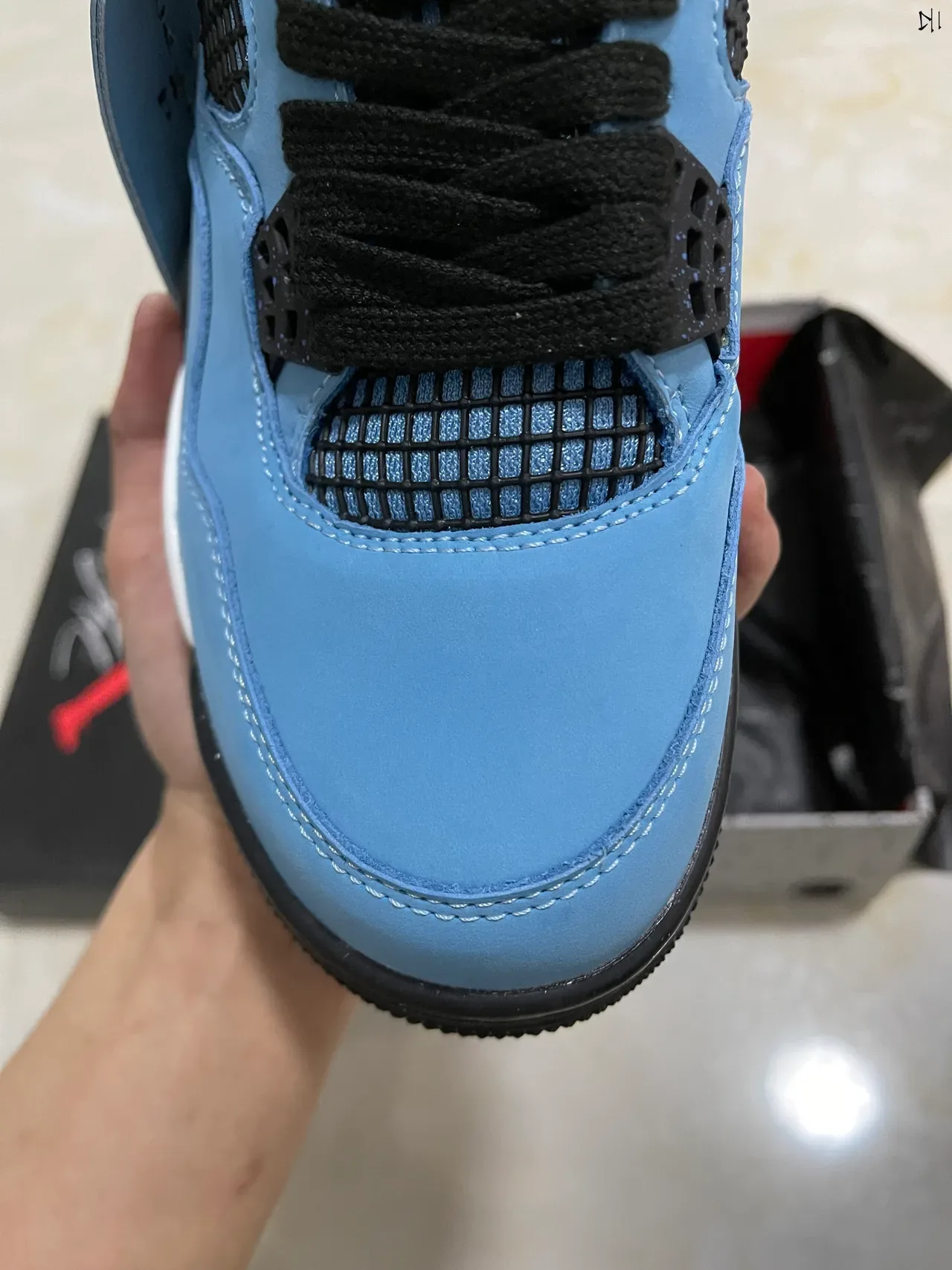 Air Jordan 4 Tênis de Basquete Azul Claro Preto Branco Vermelho 3