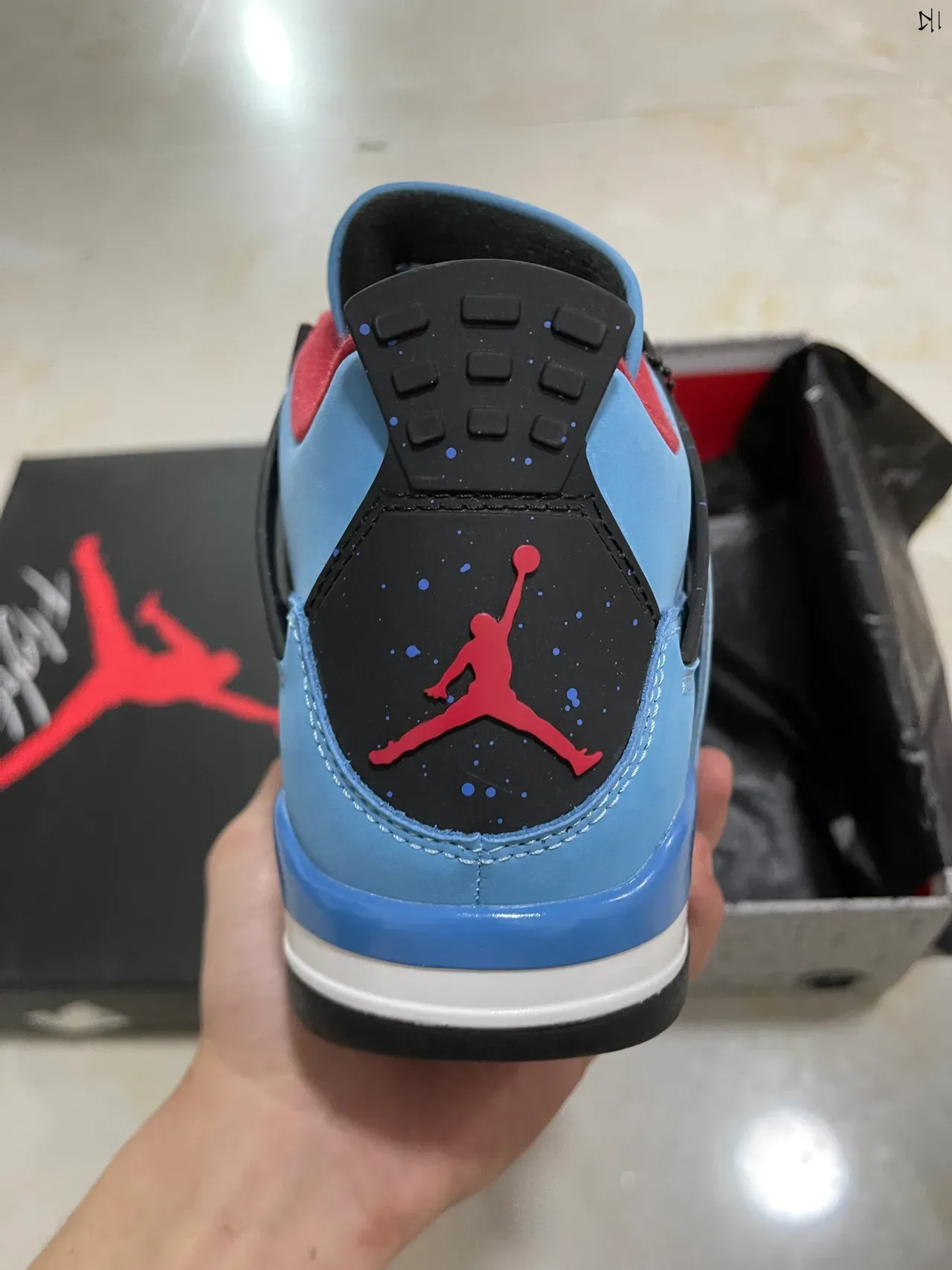 Air Jordan 4 Tênis de Basquete Azul Claro Preto Branco Vermelho 6