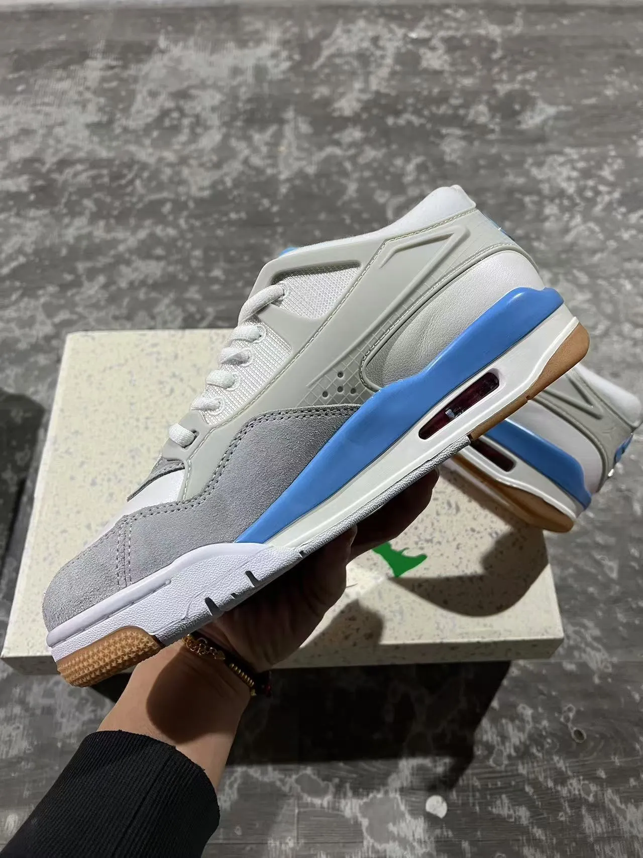 Air Jordan 4 Light Gray Blue Gum Basketball Shoes 5