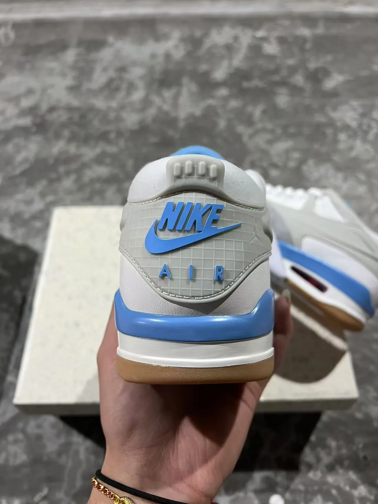 Air Jordan 4 Light Gray Blue Gum Basketball Shoes 8