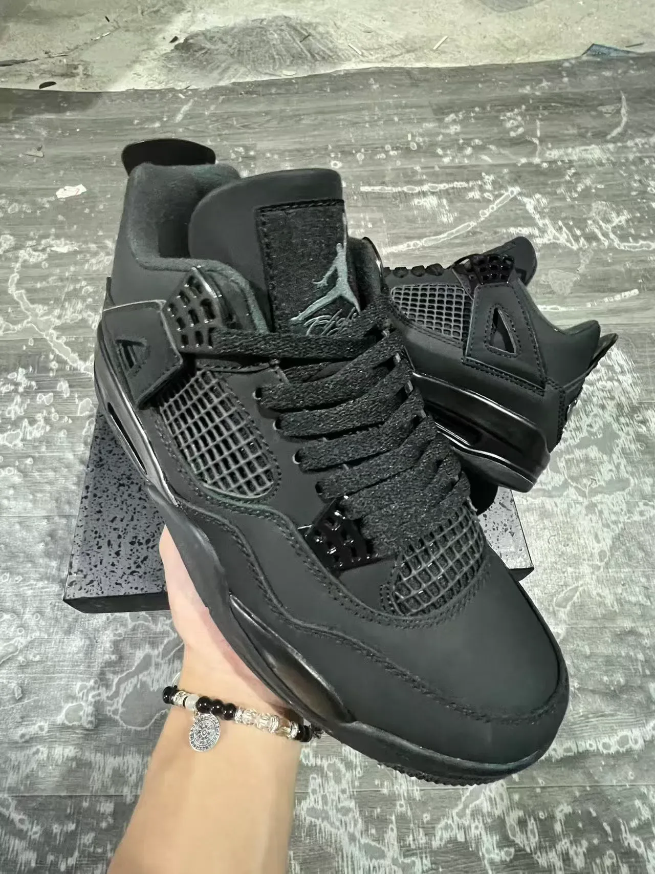 Air Jordan 4 Noir Monocrome Chaussures de Basketball 2