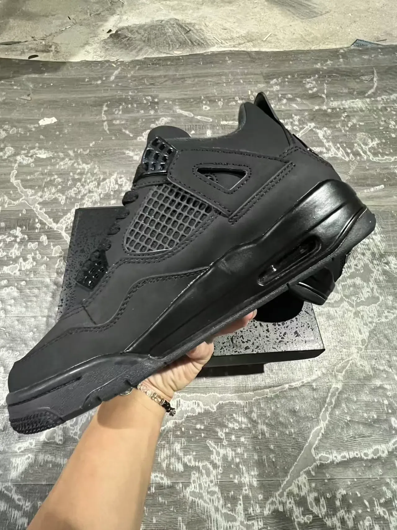 Air Jordan 4 Noir Monocrome Chaussures de Basketball 5