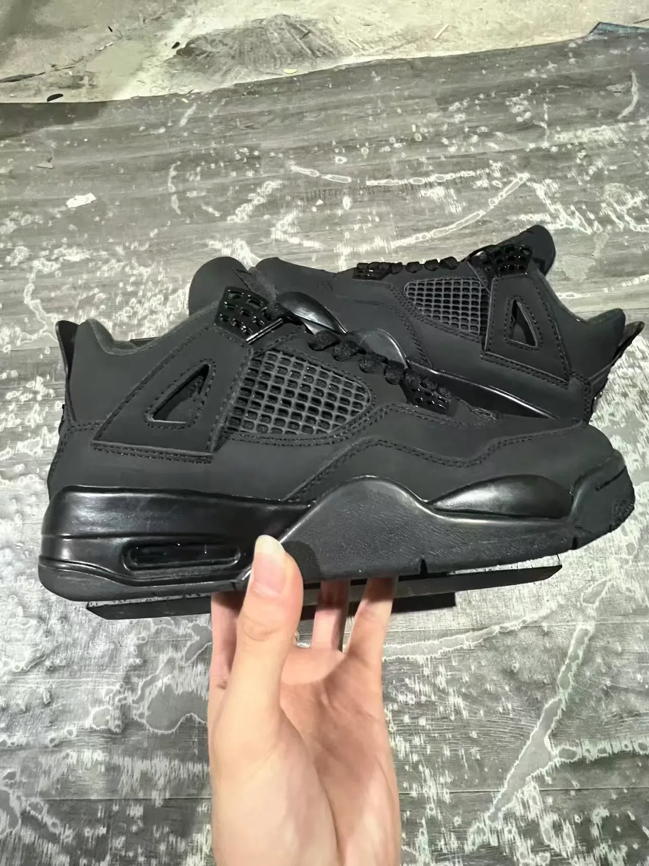 Air Jordan 4 Noir Monocrome Chaussures de Basketball 7