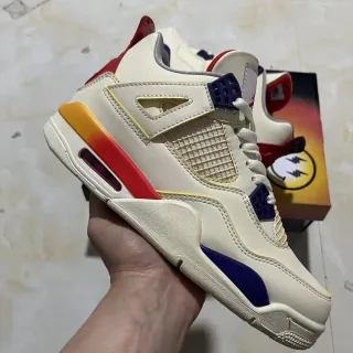 Air Jordan 4 Off-White Red Yellow Blue Basketball Shoes
