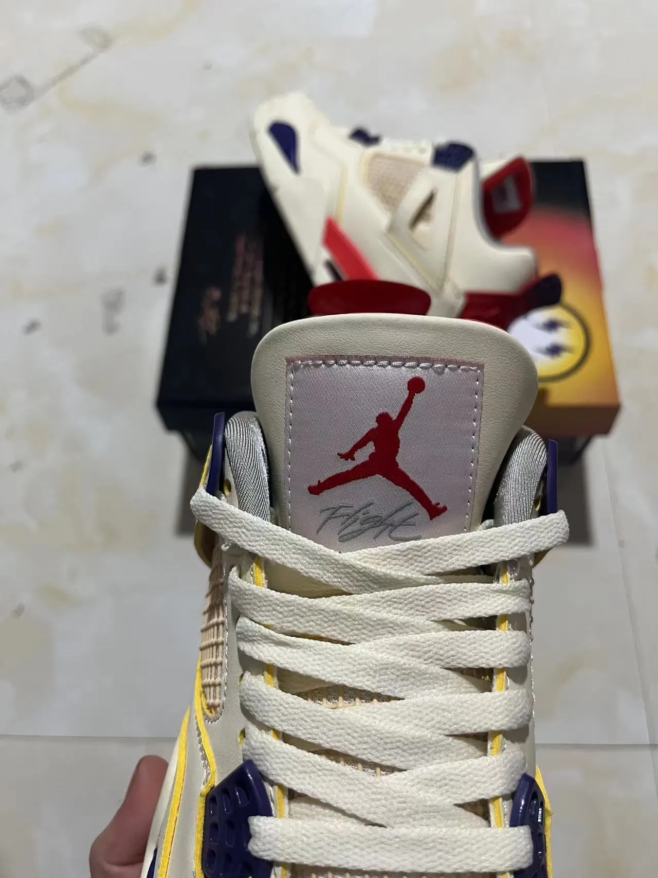 Air Jordan 4 Off-White Red Yellow Blue Basketball Shoes 4