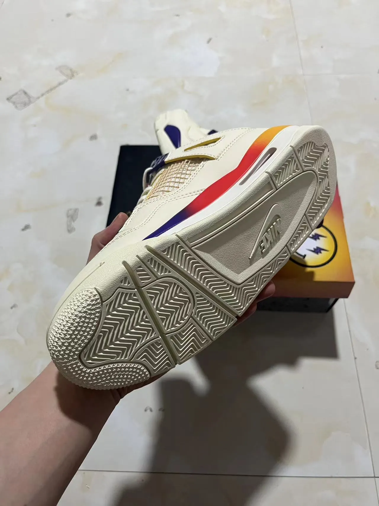 Air Jordan 4 Off-White Red Yellow Blue Basketball Shoes 6