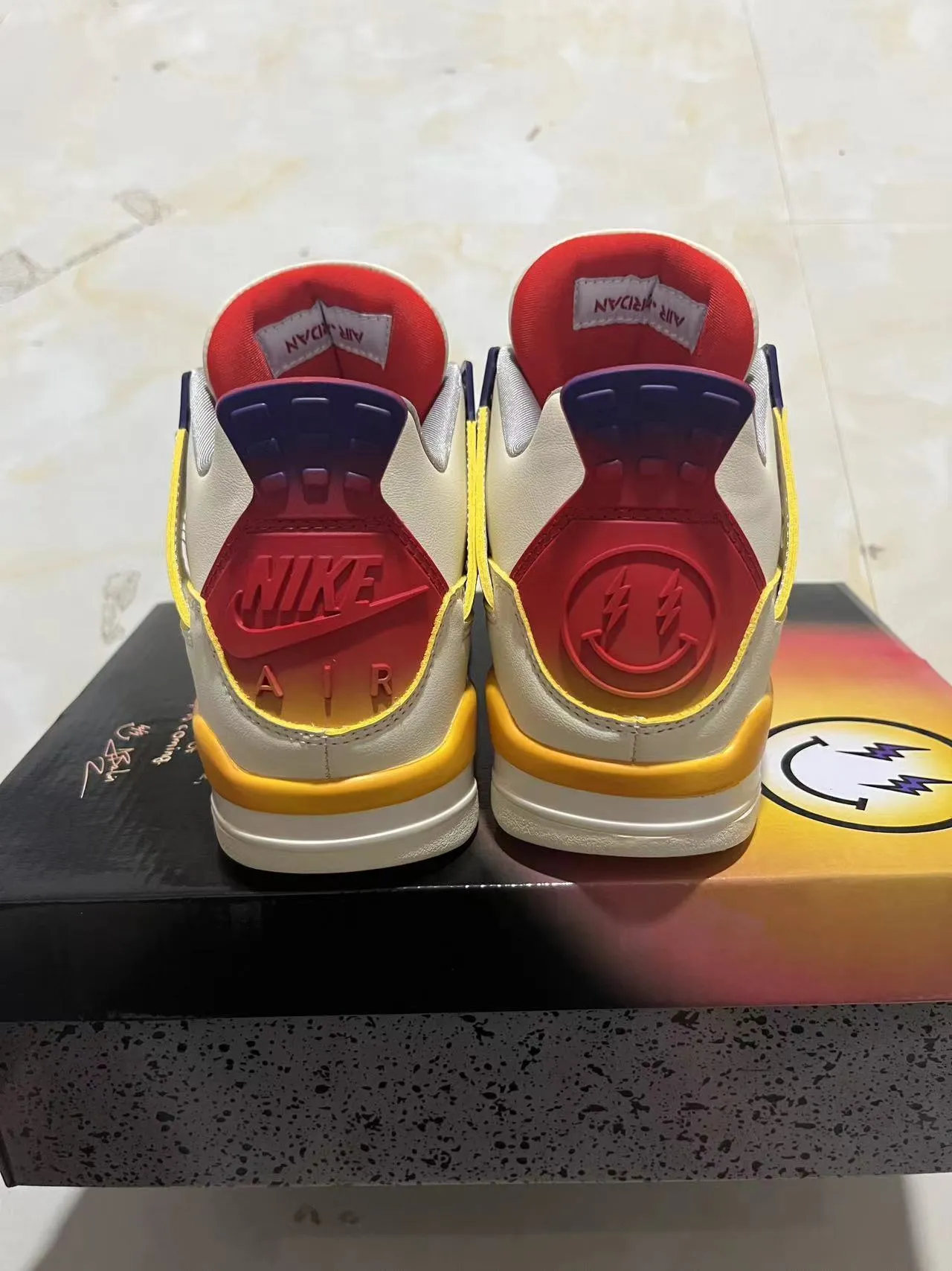 Air Jordan 4 Off-White Red Yellow Blue Basketball Shoes 8