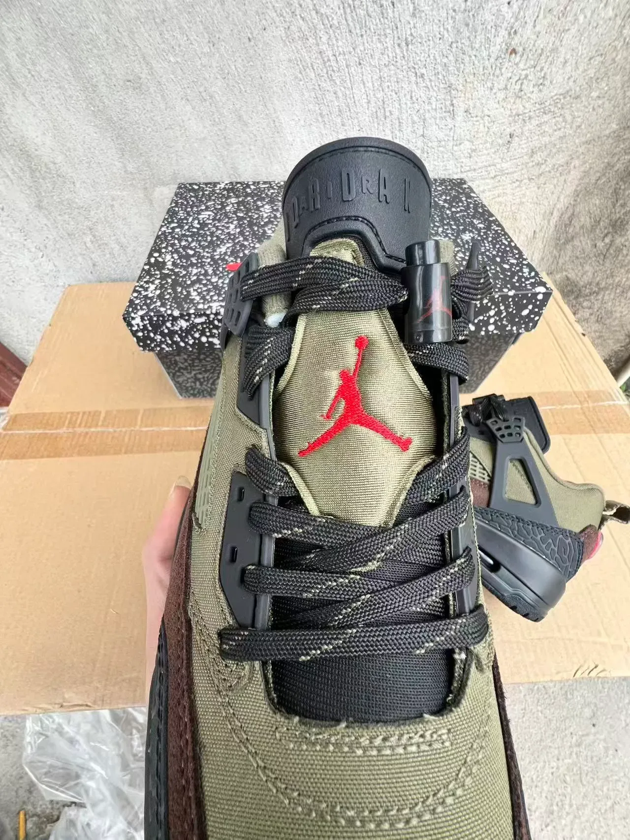 Air Jordan 4 Chaussures de Basketball Imprimé Éléphant Marron Olive 4