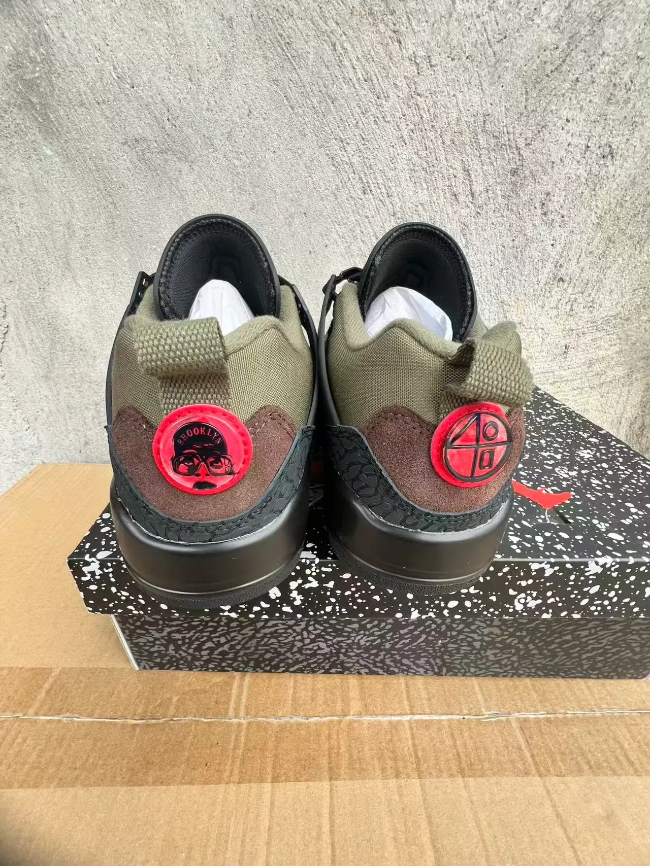 Air Jordan 4 Chaussures de Basketball Imprimé Éléphant Marron Olive 9