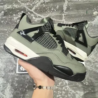 Air Jordan 4 Olive Green Black White Basketball Shoes