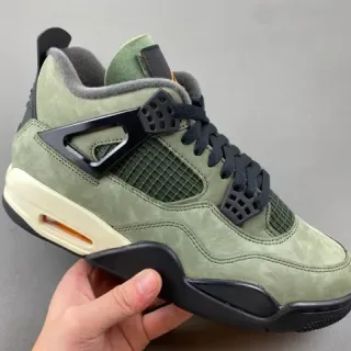 Air Jordan 4 Olive Green Suede High-Top Basketball Shoes