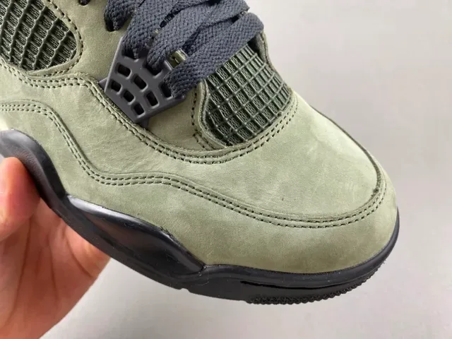 Air Jordan 4 Olive Green Suede High-Top Basketball Shoes 2