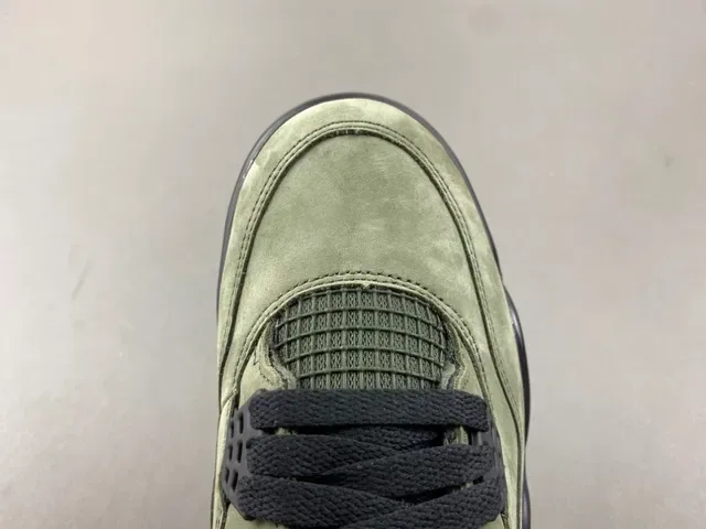 Air Jordan 4 Olive Green Suede High-Top Basketball Shoes 5
