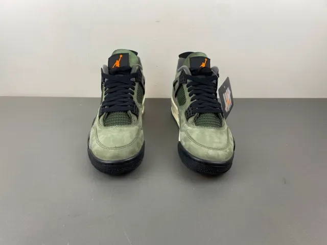 Air Jordan 4 Olive Green Suede High-Top Basketball Shoes 12