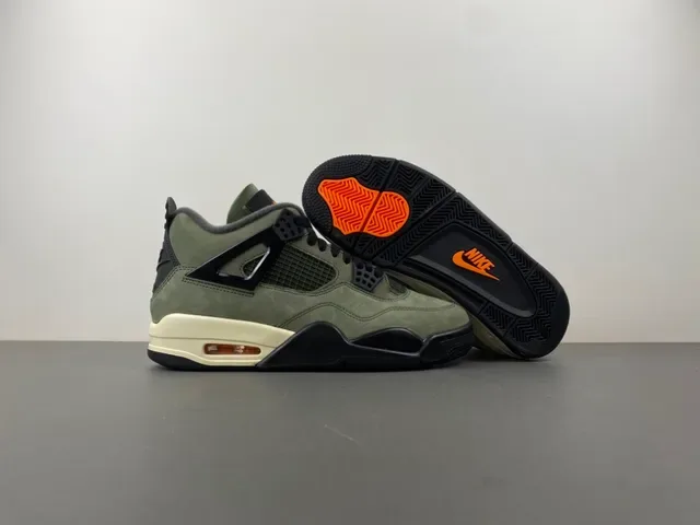 Air Jordan 4 Olive Green Suede High-Top Basketball Shoes 13