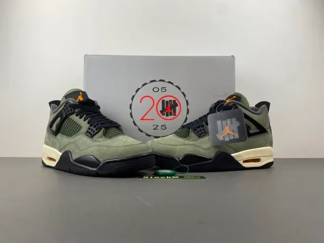 Air Jordan 4 Olive Green Suede High-Top Basketball Shoes 14