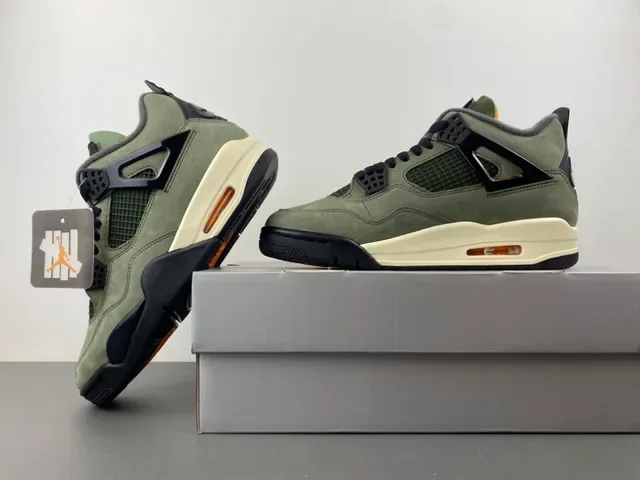 Air Jordan 4 Olive Green Suede High-Top Basketball Shoes 15