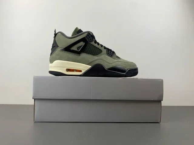Air Jordan 4 Olive Green Suede High-Top Basketball Shoes 16