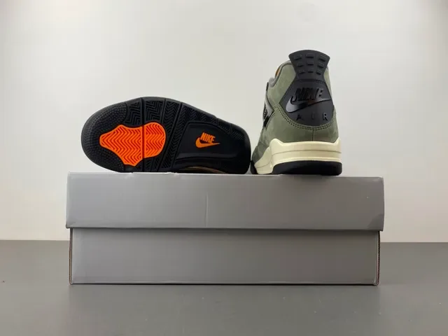 Air Jordan 4 Olive Green Suede High-Top Basketball Shoes 17