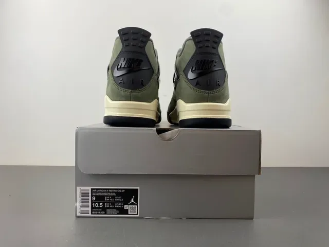 Air Jordan 4 Olive Green Suede High-Top Basketball Shoes 18
