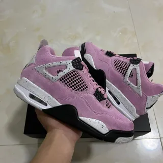 Air Jordan 4 Zapatillas de Baloncesto con Ante Rosa Moteado y Suela Intermedia