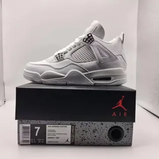 Air Jordan 4 Retro Branco/Prata Tênis de Basquete