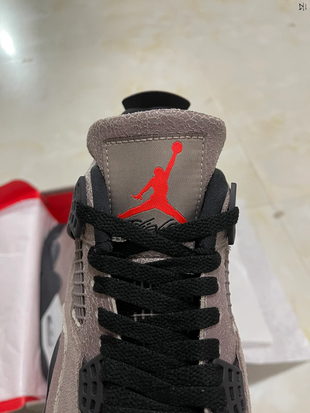 Air Jordan 4 Taupe and Black Basketball Shoes 6