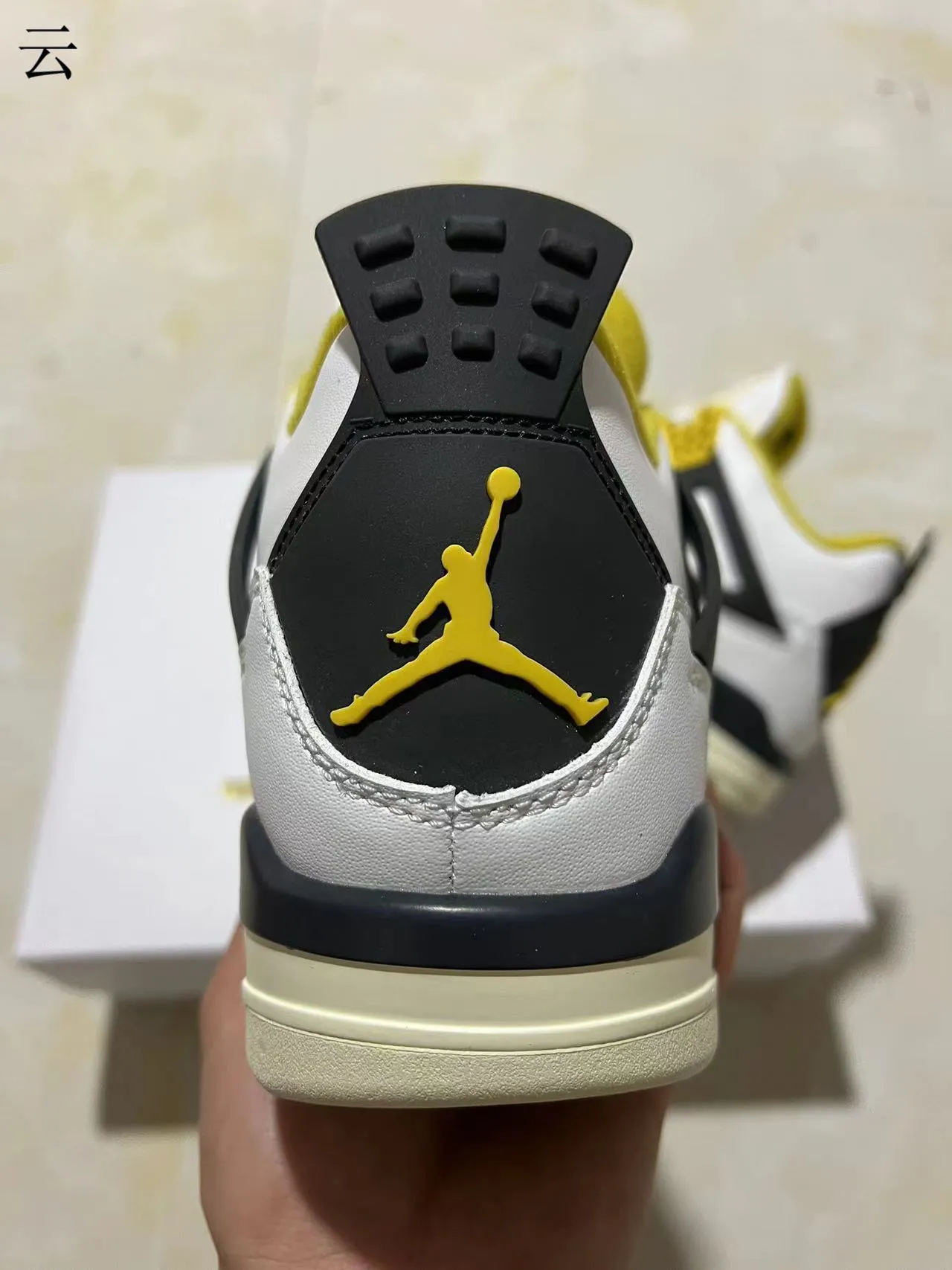 Air Jordan 4 White Black Yellow Basketball Shoes 7