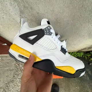 Air Jordan 4 White Black Yellow Speckle Basketball Shoes