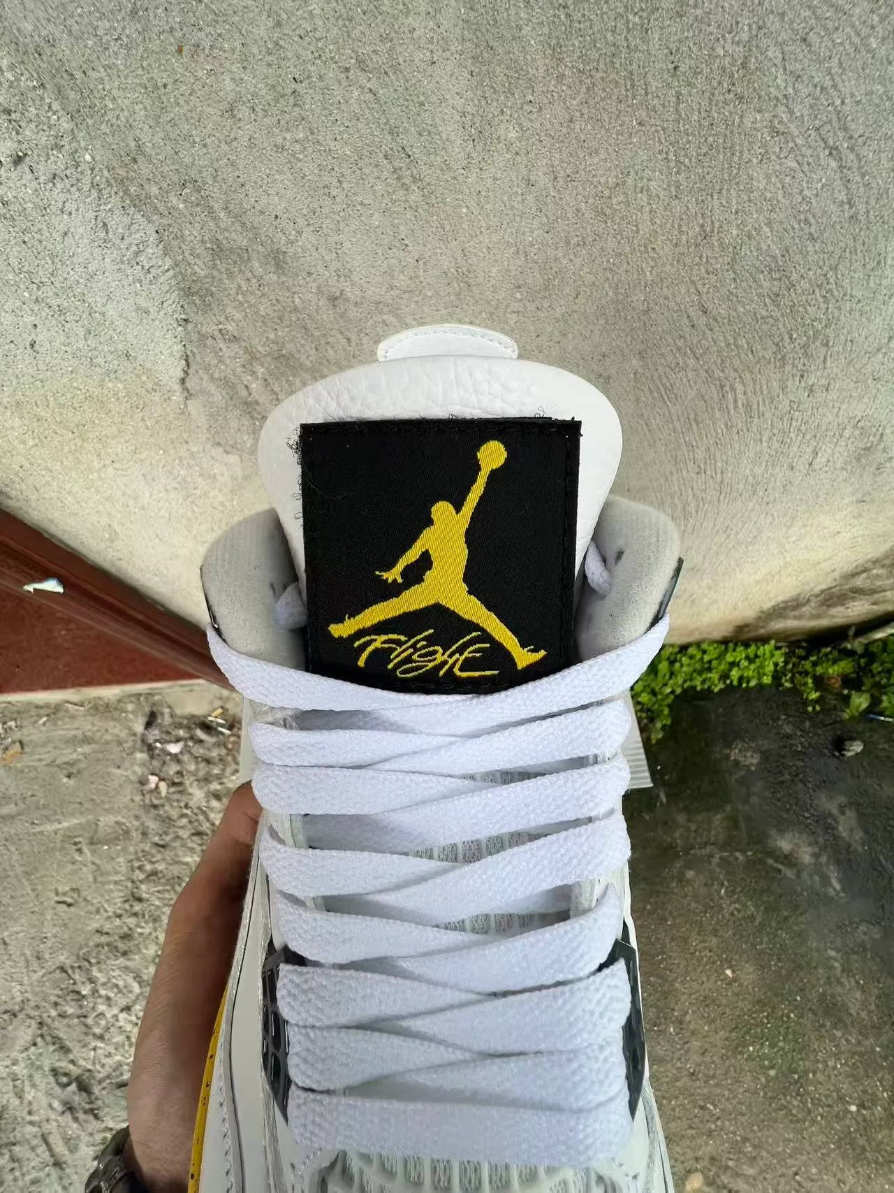 Air Jordan 4 chaussures de basketball blanc noir jaune moucheté 4