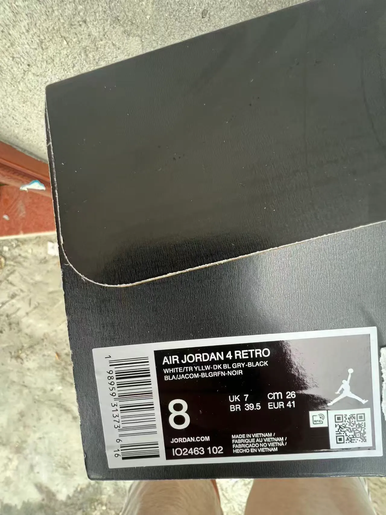Air Jordan 4 chaussures de basketball blanc noir jaune moucheté 10