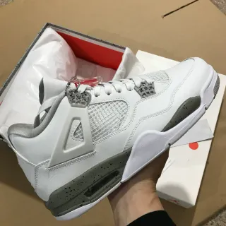Air Jordan 4 White Gray Speckled Basketball Shoes