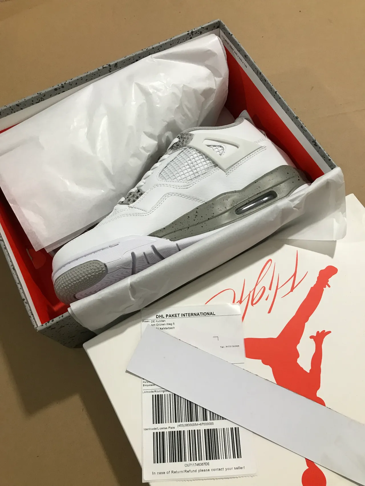 Zapatillas de baloncesto Air Jordan 4 blanco y gris moteado 8