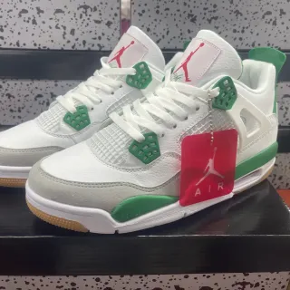 Air Jordan 4 Zapatos de Baloncesto Blancos y Verdes