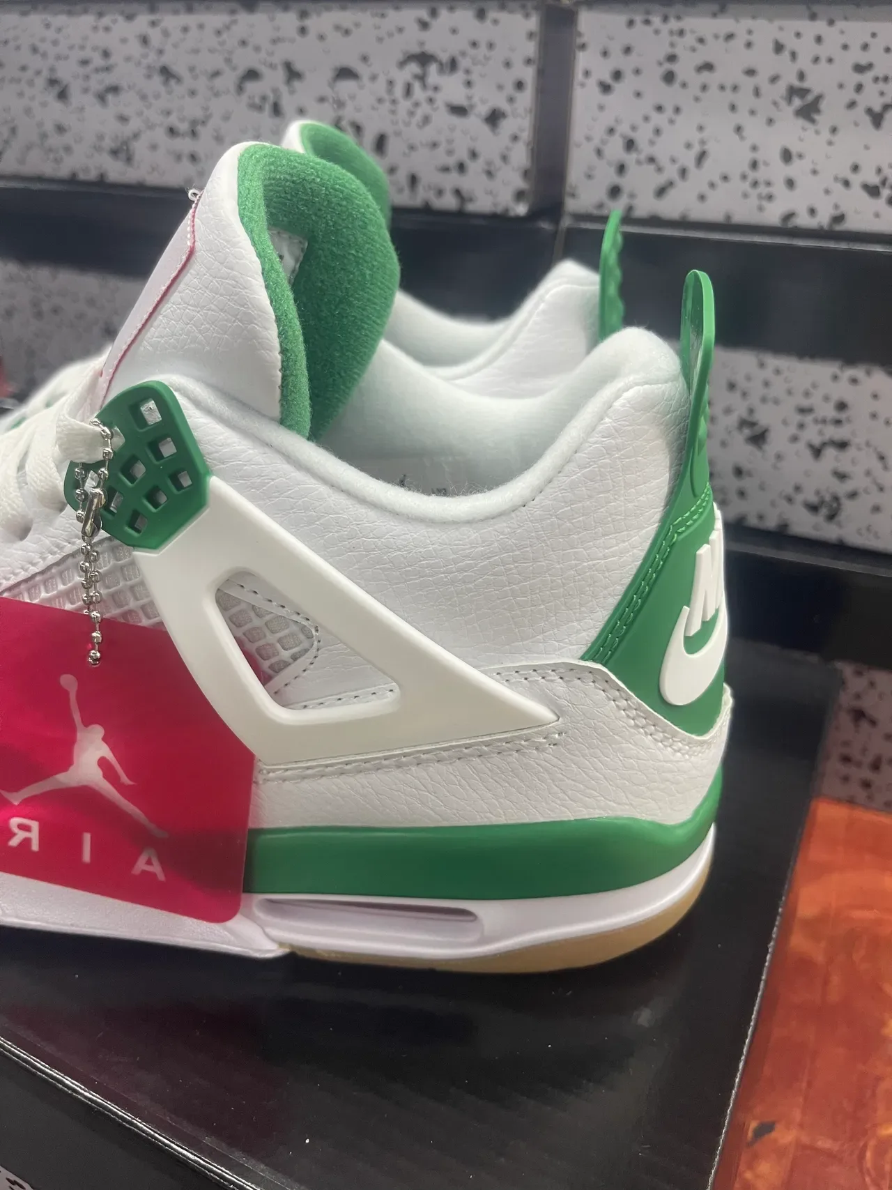 Air Jordan 4 Chaussures de Basketball Blanc Vert 3