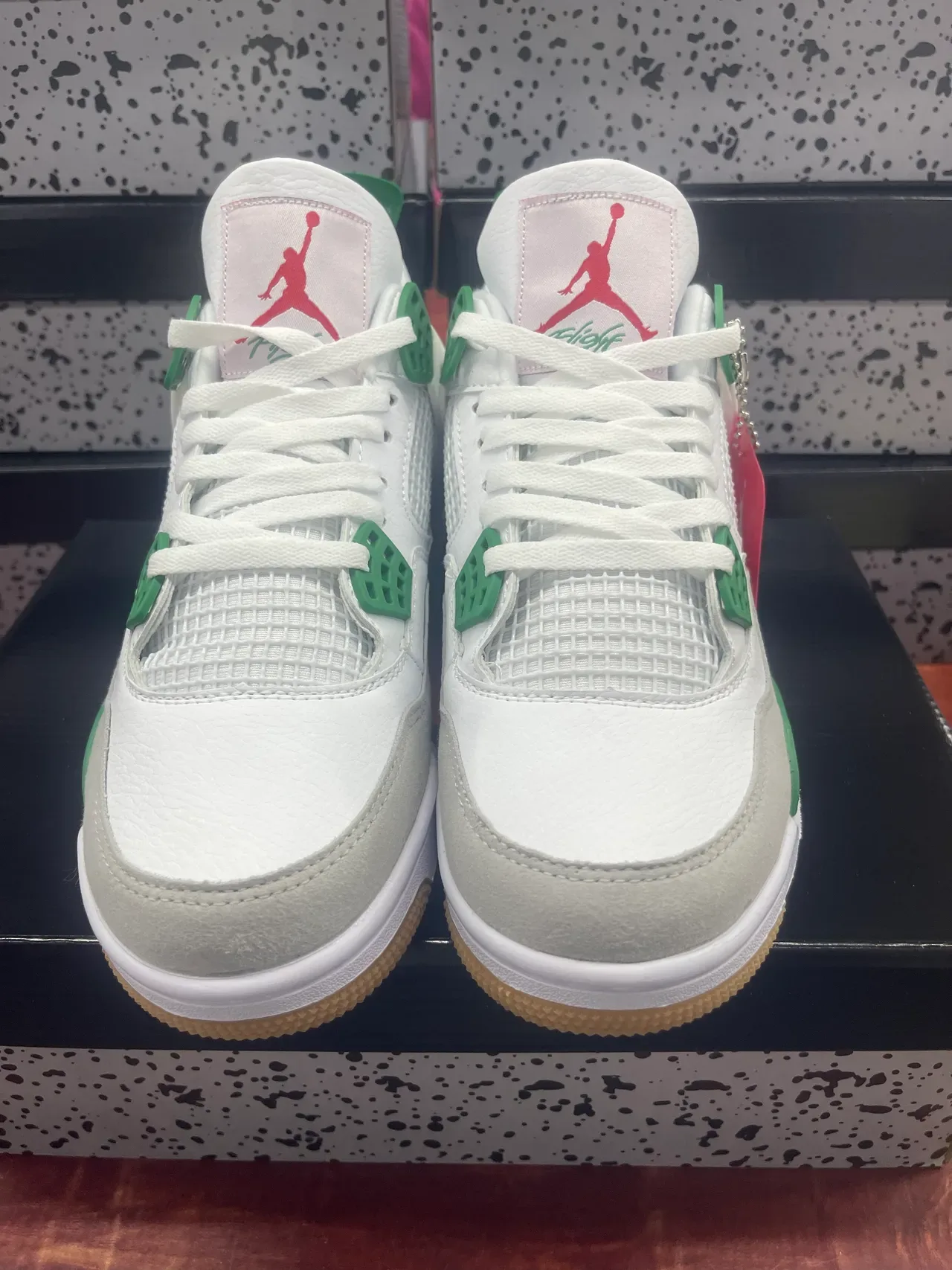 Air Jordan 4 Chaussures de Basketball Blanc Vert 4