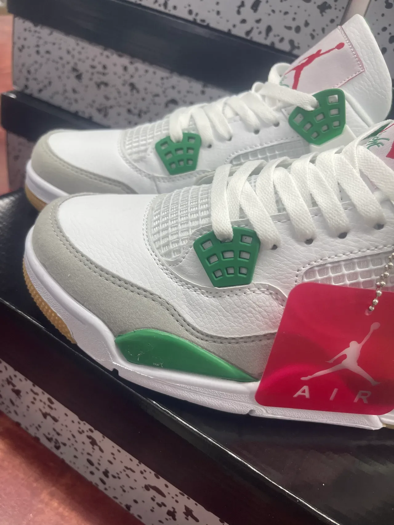 Air Jordan 4 Chaussures de Basketball Blanc Vert 5
