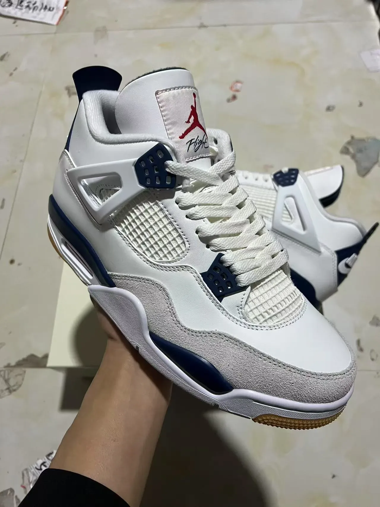 Air Jordan 4 Blanc Navy Gum Chaussures de basketball 2