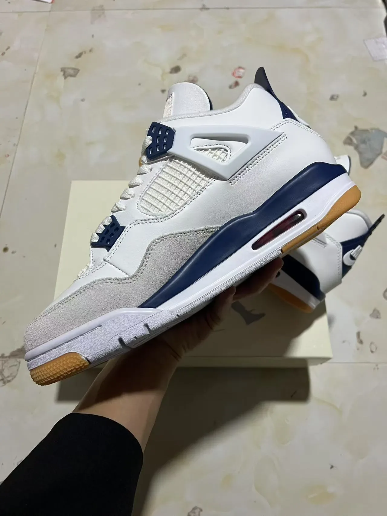 Air Jordan 4 Blanc Navy Gum Chaussures de basketball 5
