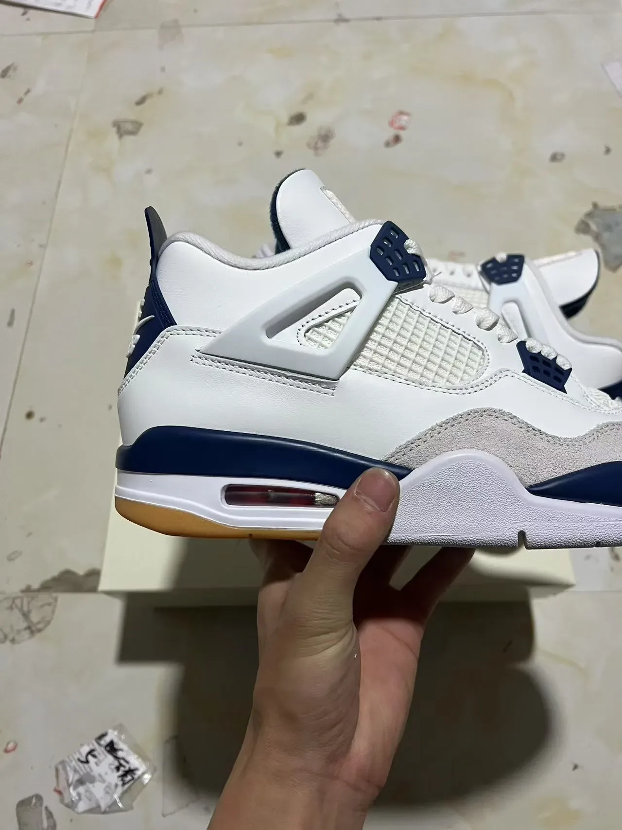 Air Jordan 4 Blanc Navy Gum Chaussures de basketball 7