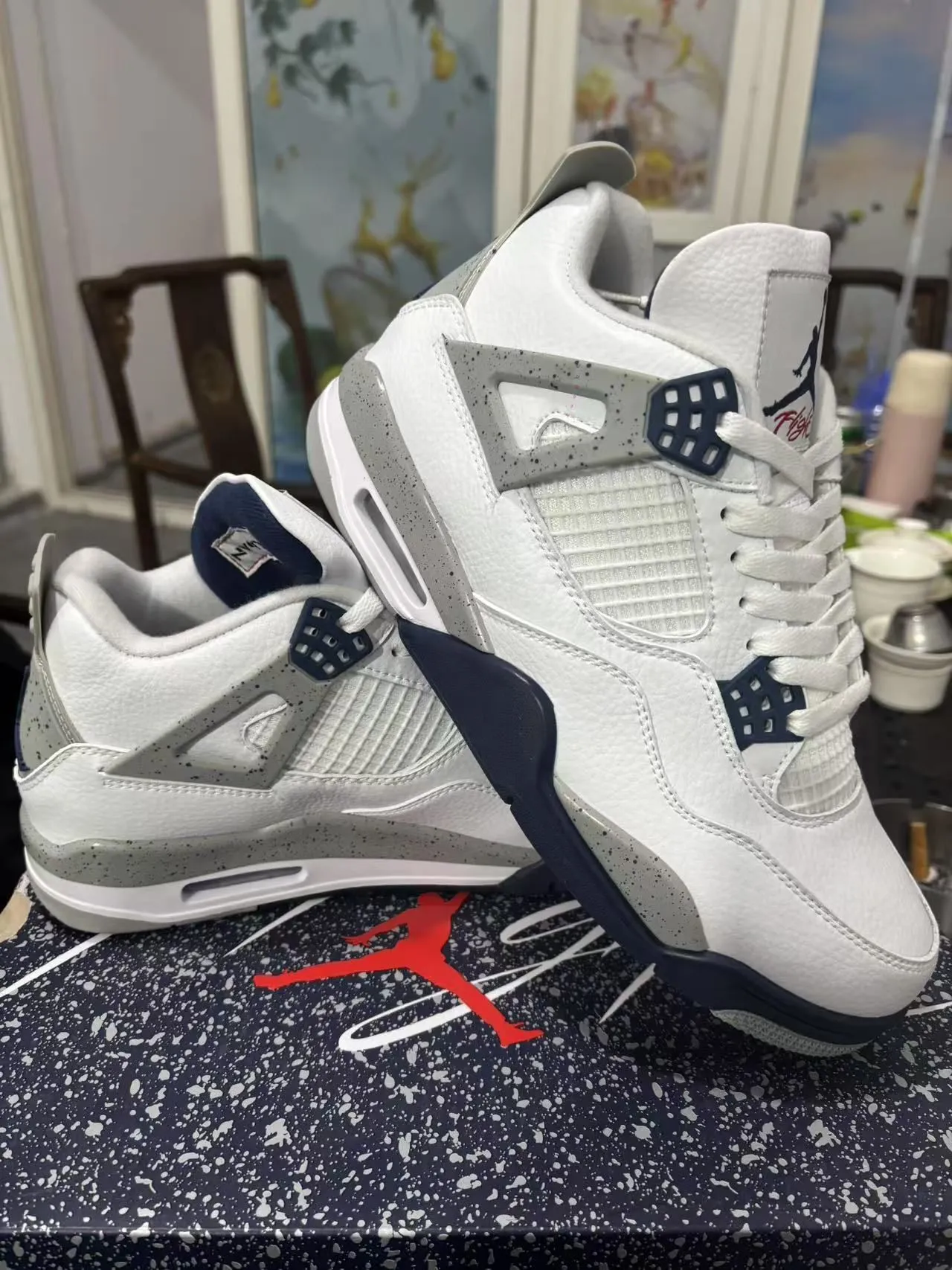Chaussures de basketball Air Jordan 4 blanc bleu royal 5
