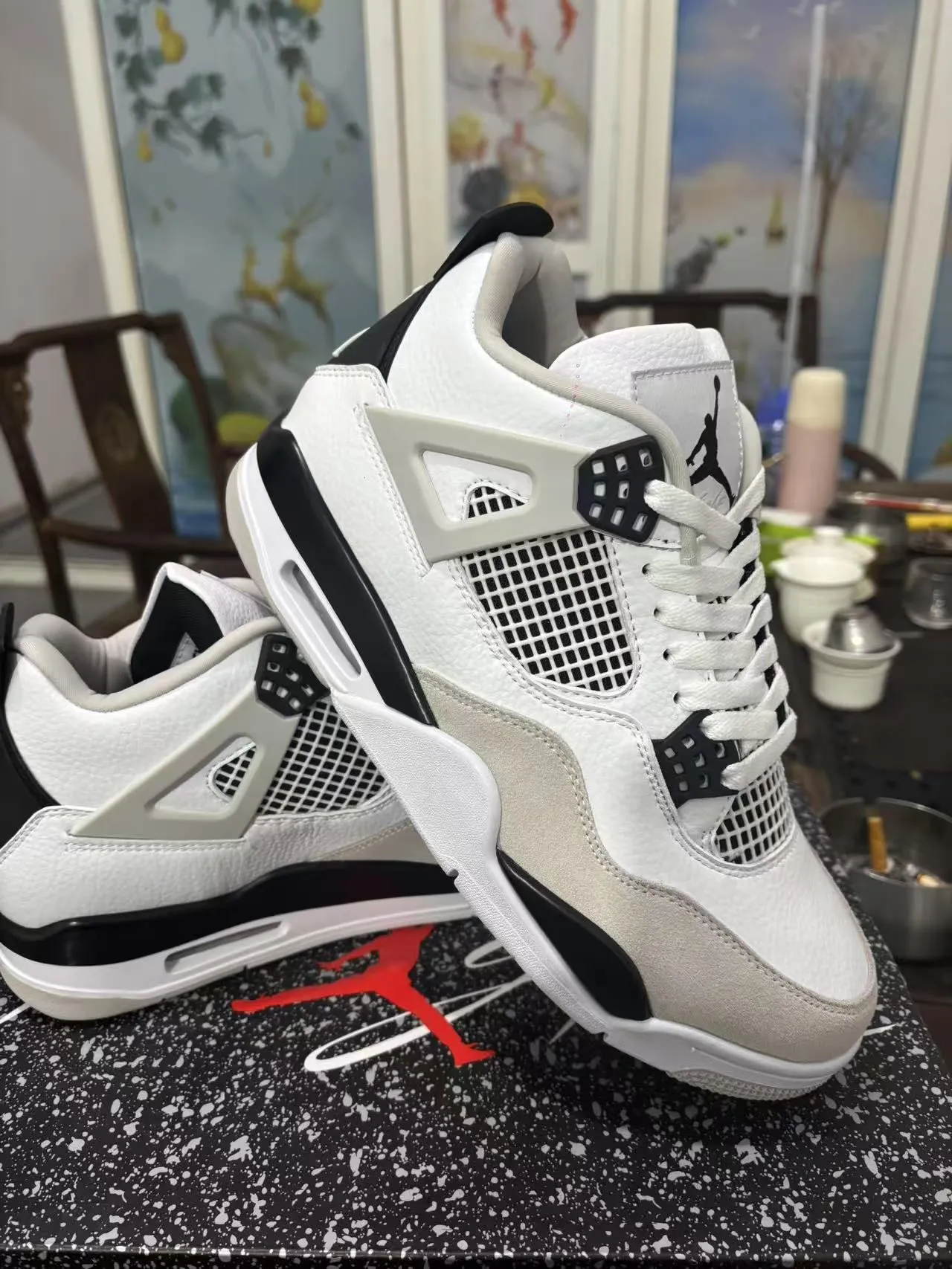 Chaussures de basketball Air Jordan 4 blanc bleu royal 7