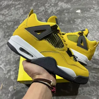 Air Jordan 4 Yellow Black White Basketball Shoes
