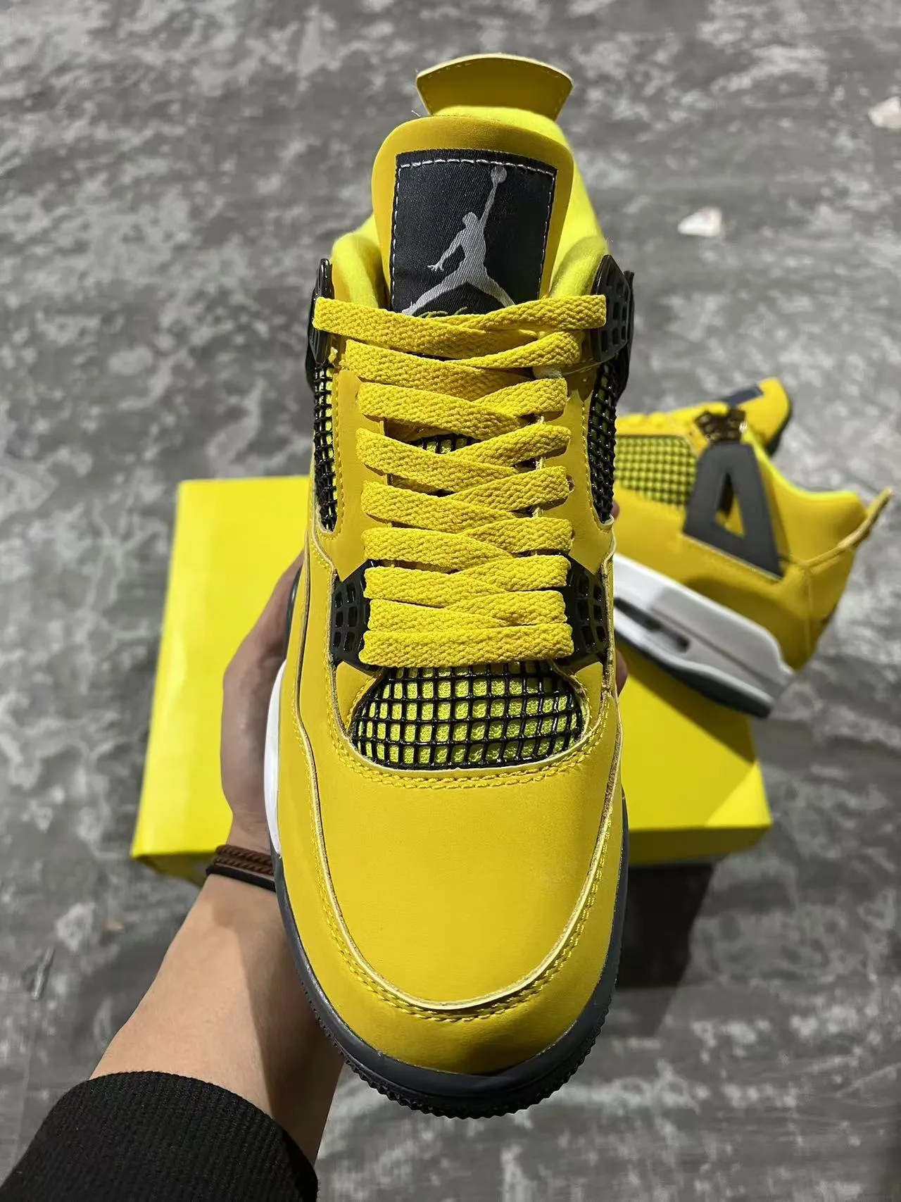 Air Jordan 4 Yellow Black White Basketball Shoes 3
